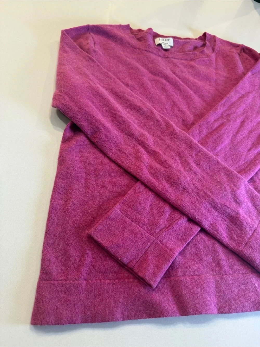 J.Crew Teddie Crewneck Cotton Wool Blend Sweater Fuchsia Pink | Size M